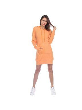 NWT White Mark Hoodie Kangaroo Pocket V Neck Knit Sweatshirt Dress Orange L